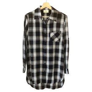 Etwo Womens Essential Black Plaid Sz S Long Line Tunic Top Like New